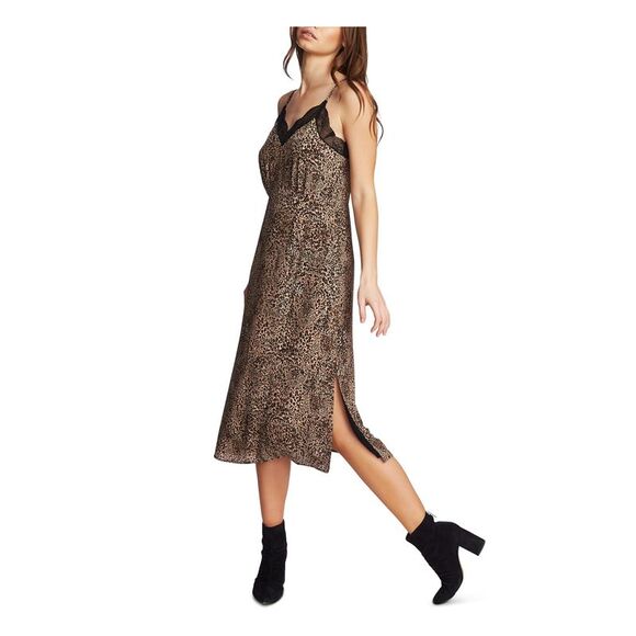 1. STATE Womens Brown Spaghetti Strap Maxi Shift Party Dress 0 - Picture 3 of 4